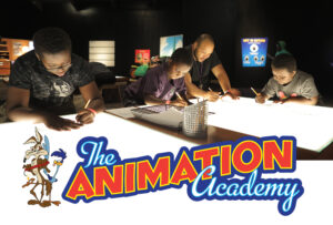 Animation Academy guests at drawing station