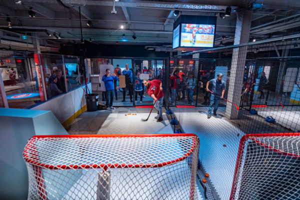 A visitor takes aim at the net